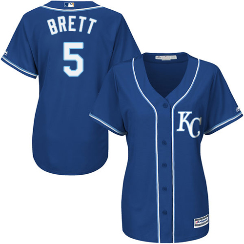 Women's Majestic Kansas City Royals #5 George Brett Authentic Blue Alternate 2 Cool Base MLB Jersey
