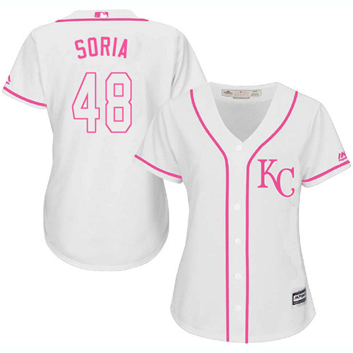 Women's Majestic Kansas City Royals #48 Joakim Soria Authentic White Fashion Cool Base MLB Jersey