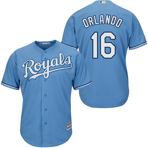 Youth Majestic Kansas City Royals #16 Paulo Orlando Authentic Light Blue Alternate 1 Cool Base MLB Jersey