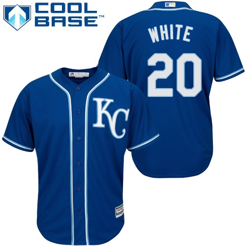 Youth Majestic Kansas City Royals #20 Frank White Replica Blue Alternate 2 Cool Base MLB Jersey