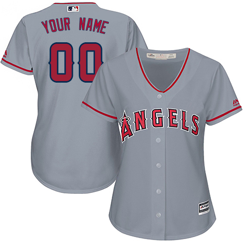 Women's Majestic Los Angeles Angels of Anaheim Customized Authentic Grey Road Cool Base MLB Jersey