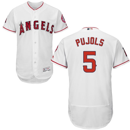 Men's Majestic Los Angeles Angels of Anaheim #5 Albert Pujols Authentic White Home Cool Base MLB Jersey