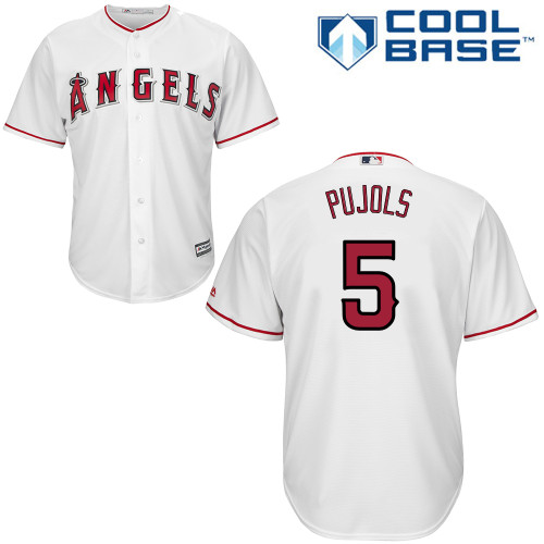 Men's Majestic Los Angeles Angels of Anaheim #5 Albert Pujols Replica White Home Cool Base MLB Jersey