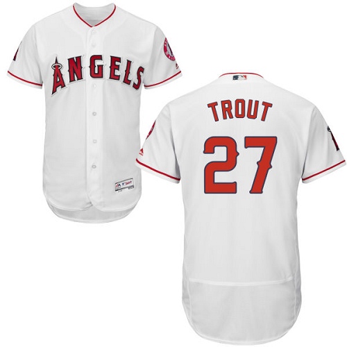 Men's Majestic Los Angeles Angels of Anaheim #27 Mike Trout Authentic White Home Cool Base MLB Jersey