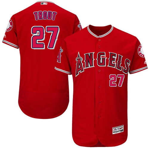 Men's Majestic Los Angeles Angels of Anaheim #27 Mike Trout Red Alternate Flexbase Authentic Collection MLB Jersey