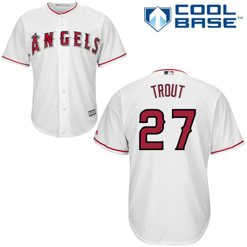 Youth Majestic Los Angeles Angels of Anaheim #27 Mike Trout Replica White Home Cool Base MLB Jersey