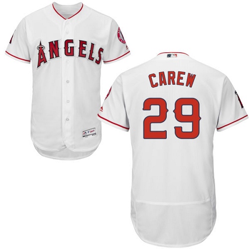 Men's Majestic Los Angeles Angels of Anaheim #29 Rod Carew Authentic White Home Cool Base MLB Jersey