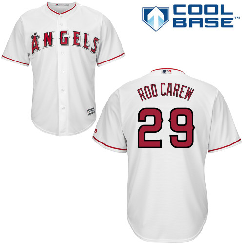 Men's Majestic Los Angeles Angels of Anaheim #29 Rod Carew Replica White Home Cool Base MLB Jersey