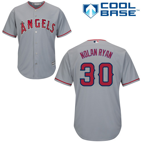 Men's Majestic Los Angeles Angels of Anaheim #30 Nolan Ryan Replica Grey Road Cool Base MLB Jersey