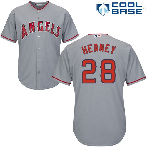 Men's Majestic Los Angeles Angels of Anaheim #28 Andrew Heaney Replica Grey Road Cool Base MLB Jersey