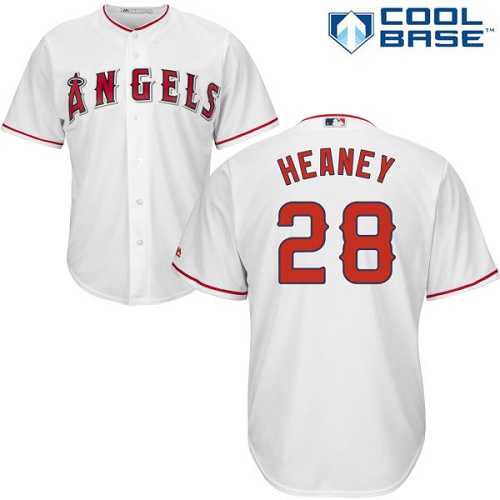 Youth Majestic Los Angeles Angels of Anaheim #28 Andrew Heaney Authentic White Home Cool Base MLB Jersey