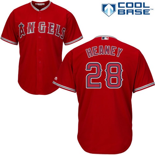 Youth Majestic Los Angeles Angels of Anaheim #28 Andrew Heaney Authentic Red Alternate Cool Base MLB Jersey