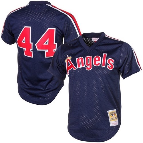 Men's Mitchell and Ness 1984 Los Angeles Angels of Anaheim #44 Reggie Jackson Authentic Navy Blue Throwback MLB Jersey