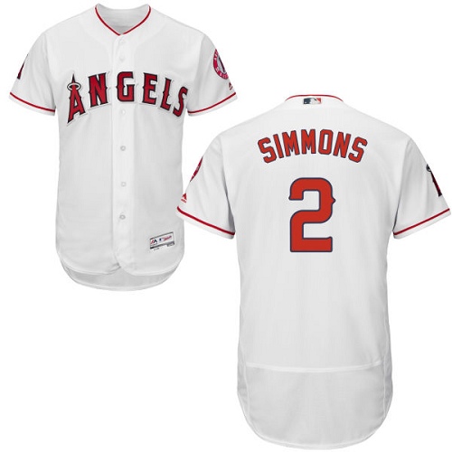 Men's Majestic Los Angeles Angels of Anaheim #2 Andrelton Simmons Authentic White Home Cool Base MLB Jersey