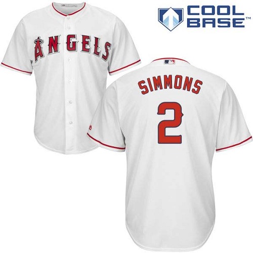 Men's Majestic Los Angeles Angels of Anaheim #2 Andrelton Simmons Replica White Home Cool Base MLB Jersey