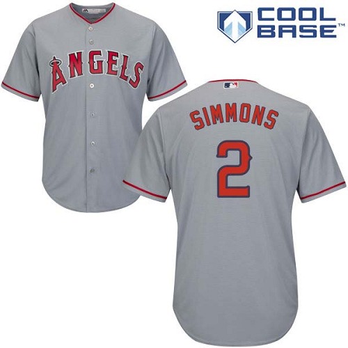 Men's Majestic Los Angeles Angels of Anaheim #2 Andrelton Simmons Replica Grey Road Cool Base MLB Jersey