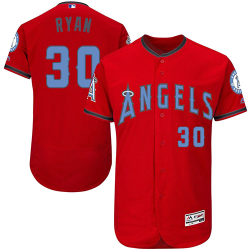 Men's Majestic Los Angeles Angels of Anaheim #30 Nolan Ryan Authentic Red 2016 Father's Day Fashion Flex Base MLB Jersey