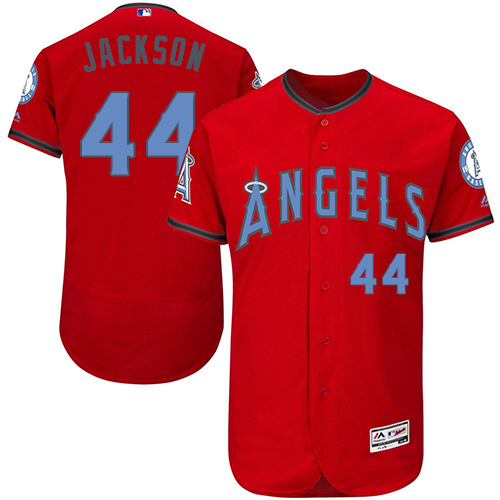Men's Majestic Los Angeles Angels of Anaheim #44 Reggie Jackson Authentic Red 2016 Father's Day Fashion Flex Base MLB Jersey