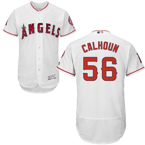 Men's Majestic Los Angeles Angels of Anaheim #56 Kole Calhoun White Flexbase Authentic Collection MLB Jersey