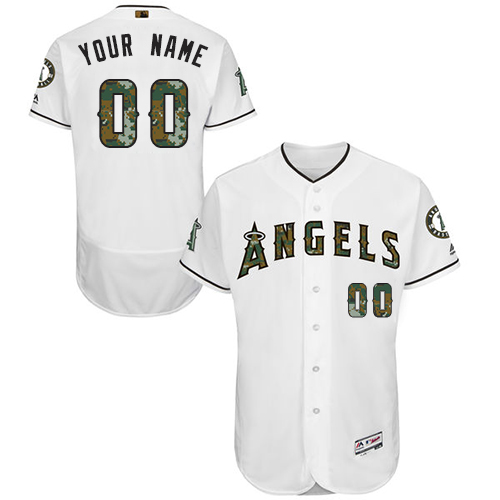 Men's Majestic Los Angeles Angels of Anaheim Customized Authentic White 2016 Memorial Day Fashion Flex Base MLB Jersey