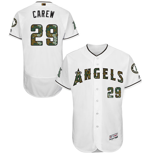 Men's Majestic Los Angeles Angels of Anaheim #29 Rod Carew Authentic White 2016 Memorial Day Fashion Flex Base MLB Jersey