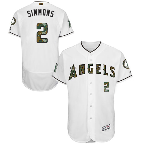 Men's Majestic Los Angeles Angels of Anaheim #2 Andrelton Simmons Authentic White 2016 Memorial Day Fashion Flex Base MLB Jersey