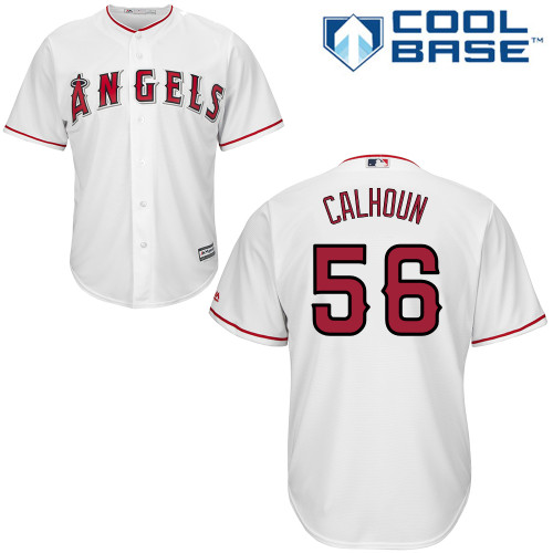 Youth Majestic Los Angeles Angels of Anaheim #56 Kole Calhoun Replica White Home Cool Base MLB Jersey