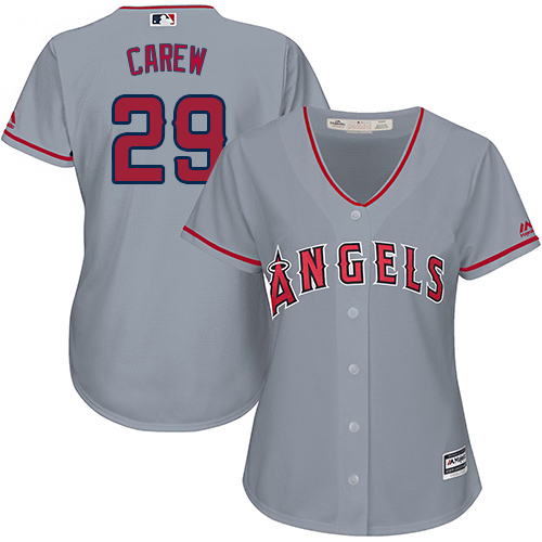 Women's Majestic Los Angeles Angels of Anaheim #29 Rod Carew Authentic Grey Road Cool Base MLB Jersey