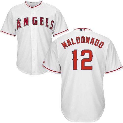 Youth Majestic Los Angeles Angels of Anaheim #12 Martin Maldonado Authentic White Home Cool Base MLB Jersey
