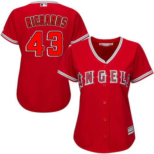 Women's Majestic Los Angeles Angels of Anaheim #43 Garrett Richards Authentic Red Alternate MLB Jersey