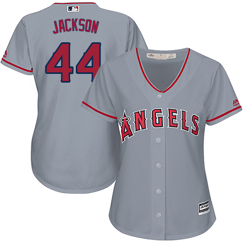Women's Majestic Los Angeles Angels of Anaheim #44 Reggie Jackson Replica Grey Road Cool Base MLB Jersey