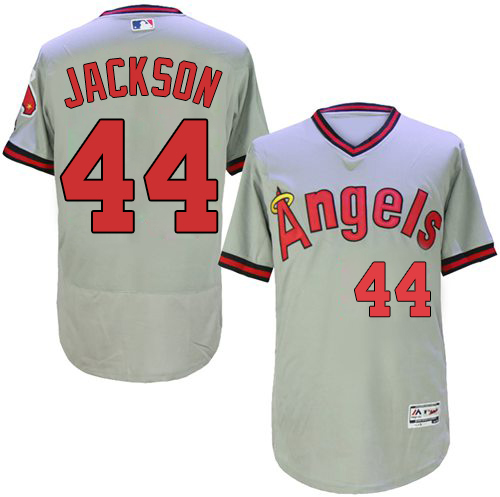 Men's Majestic Los Angeles Angels of Anaheim #44 Reggie Jackson Grey Flexbase Authentic Collection Cooperstown MLB Jersey