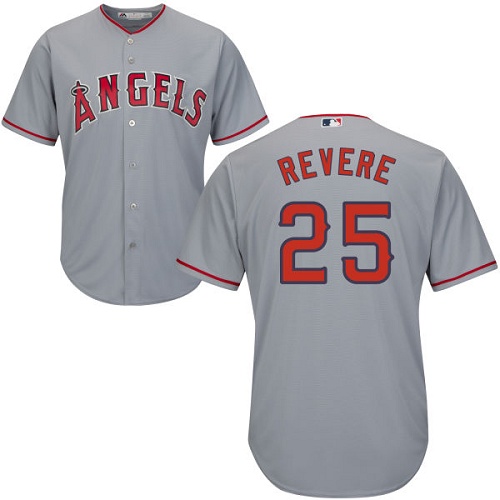 Men's Majestic Los Angeles Angels of Anaheim #25 Ben Revere Replica Grey Road Cool Base MLB Jersey