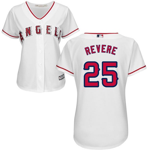 Women's Majestic Los Angeles Angels of Anaheim #25 Ben Revere Authentic White Home Cool Base MLB Jersey