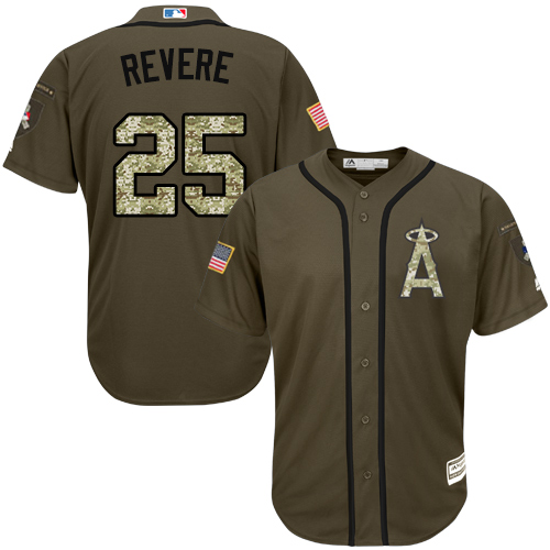 Youth Majestic Los Angeles Angels of Anaheim #25 Ben Revere Authentic Green Salute to Service MLB Jersey