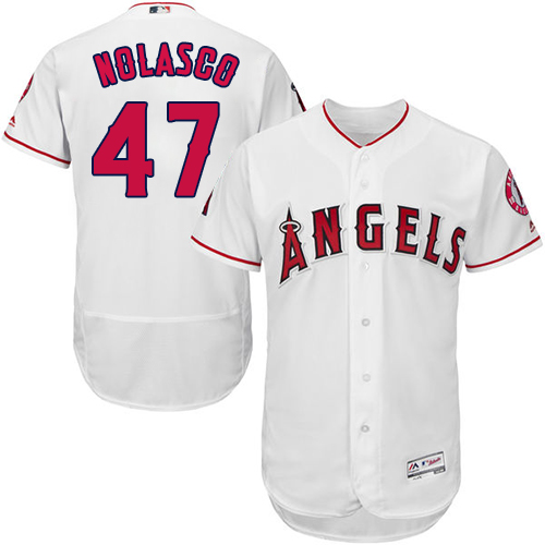 Men's Majestic Los Angeles Angels of Anaheim #47 Ricky Nolasco White Flexbase Authentic Collection MLB Jersey