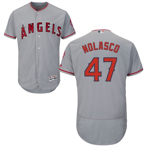 Men's Majestic Los Angeles Angels of Anaheim #47 Ricky Nolasco Grey Flexbase Authentic Collection MLB Jersey