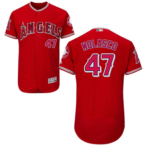 Men's Majestic Los Angeles Angels of Anaheim #47 Ricky Nolasco Red Alternate Flexbase Authentic Collection MLB Jersey