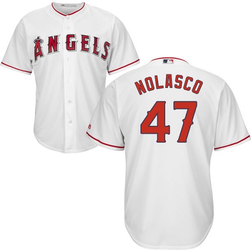 Youth Majestic Los Angeles Angels of Anaheim #47 Ricky Nolasco Authentic White Home Cool Base MLB Jersey