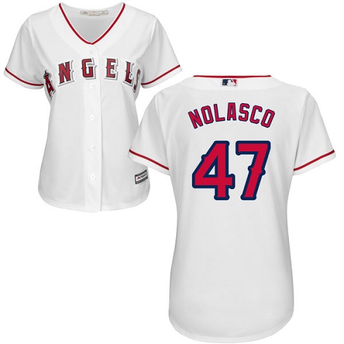 Women's Majestic Los Angeles Angels of Anaheim #47 Ricky Nolasco Replica White Home Cool Base MLB Jersey