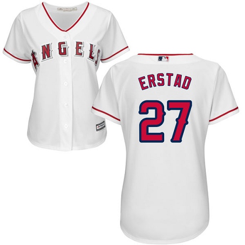 Women's Majestic Los Angeles Angels of Anaheim #27 Darin Erstad Authentic White Home Cool Base MLB Jersey