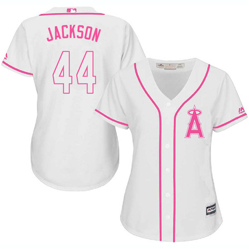 Women's Majestic Los Angeles Angels of Anaheim #44 Reggie Jackson Authentic White Fashion Cool Base MLB Jersey