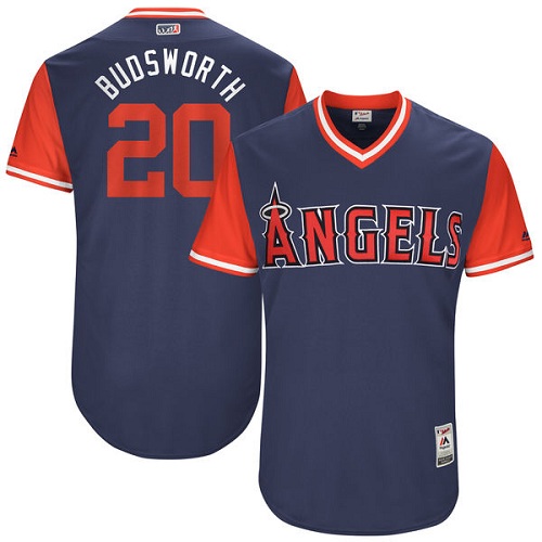 Men's Majestic Los Angeles Angels of Anaheim #20 Bud Norris "Budsworth" Authentic Navy Blue 2017 Players Weekend MLB Jersey
