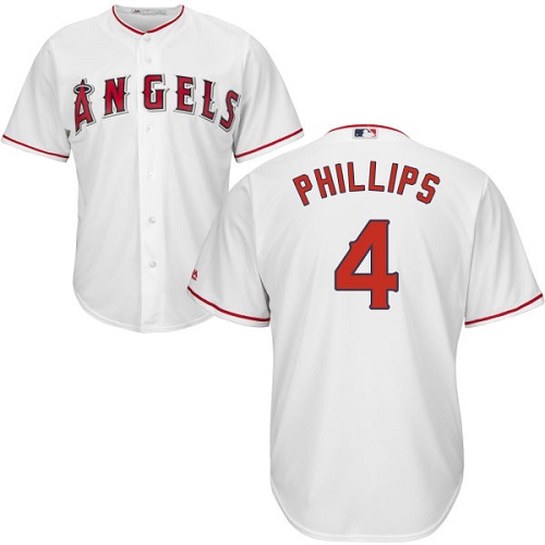 Men's Majestic Los Angeles Angels of Anaheim #4 Brandon Phillips Replica White Home Cool Base MLB Jersey