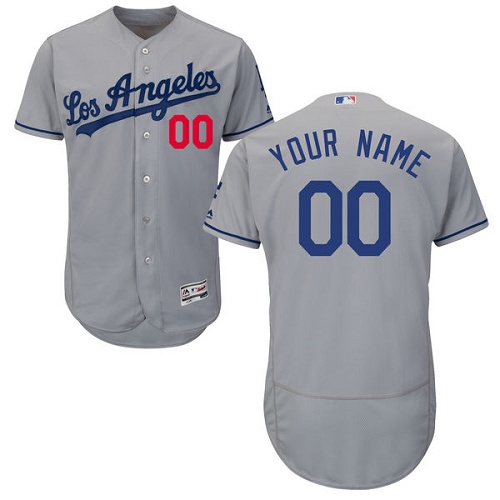 Men's Majestic Los Angeles Dodgers Customized Grey Flexbase Authentic Collection MLB Jersey