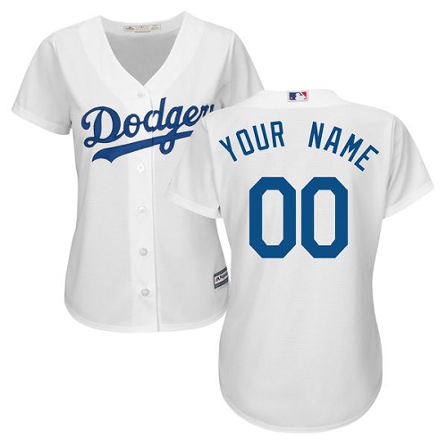 Women's Majestic Los Angeles Dodgers Customized Replica White Home Cool Base MLB Jersey