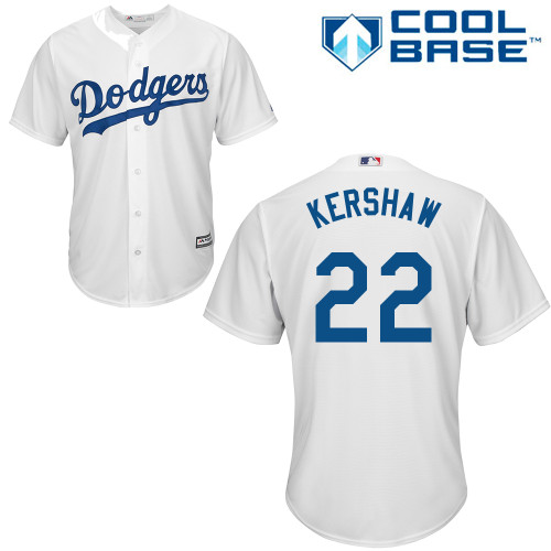 Men's Majestic Los Angeles Dodgers #22 Clayton Kershaw Replica White Home Cool Base MLB Jersey