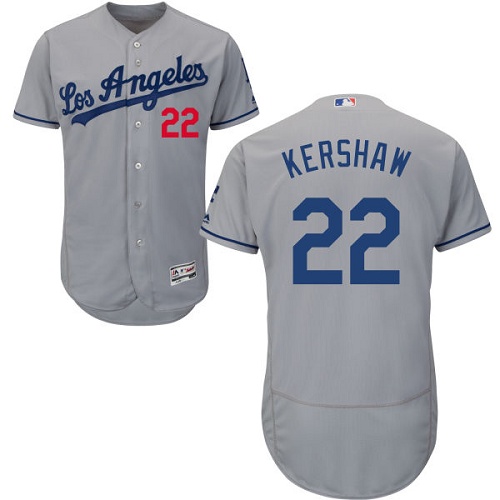 Men's Majestic Los Angeles Dodgers #22 Clayton Kershaw Grey Flexbase Authentic Collection MLB Jersey