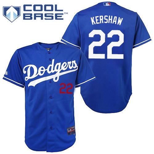 Men's Majestic Los Angeles Dodgers #22 Clayton Kershaw Replica Royal Blue Cool Base MLB Jersey