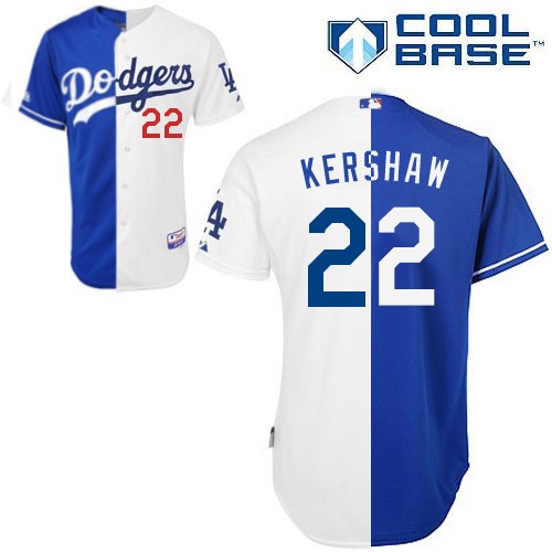 Men's Majestic Los Angeles Dodgers #22 Clayton Kershaw Authentic Blue/White Cool Base MLB Jersey